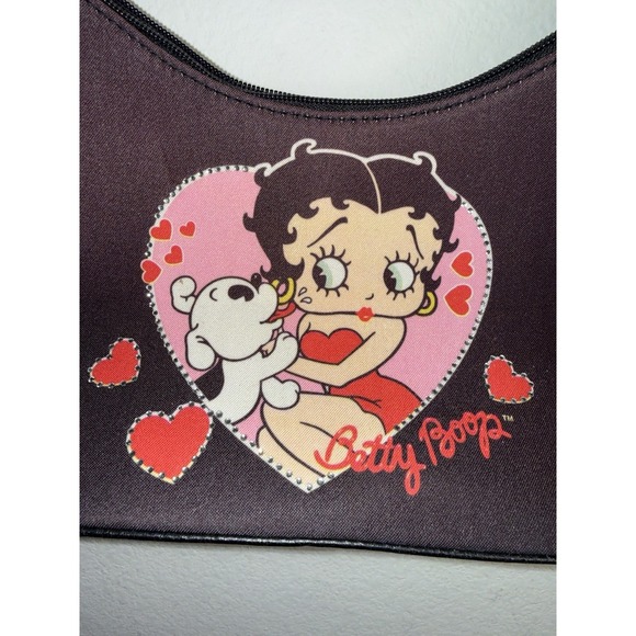 Y2K Betty Boop Mini Shoulder Bag Purse Rhinestone Hearts Zip Top NEW (2004) - Picture 3 of 15